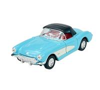 Welly Modèle de voiture compatible avec Chevrolet Corvette C1 Cabriolet Bleu avec couvercle souple 1953-1962 ca 1/34-1/39 Métal