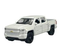 Welly Modèle de voiture compatible avec Chevrolet Silverado 2017 Blanc 5 portes FD 2007-2012 environ 1/60-1/64 1:60 Modèle de voiture 7 cm
