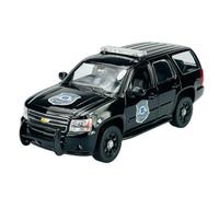 Welly Modèle de voiture compatible avec Chevrolet Tahoe Police Noir 2008 env. 1/24 1:24 Modèle de voiture en métal dans boîte