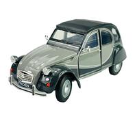Welly Modèle de voiture compatible avec Citroën 2cv Noir Gris Charleston 6 Canard 1949-1990 ca 1/24 1:24 Modèle de voiture en métal dans une boîte