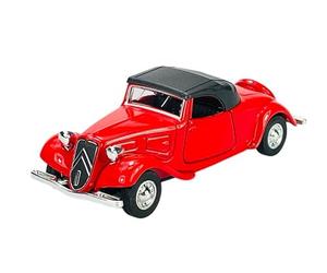 Welly Modèle de voiture compatible avec Citroën Traction Avant 11B Cabrio Soft Top Rouge 1934-1957 ca 1/34-1/39 Métal