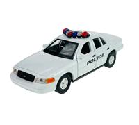 Welly Modèle de voiture compatible avec Ford Crown Victoria Police 1999 Blanc ca 1/34-1/39 Métal Modèle de voiture en métal dans une boîte