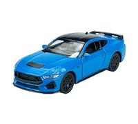 Welly Modèle de voiture compatible avec Ford Mustang GT 2024, bleu, env. 1/34-1/39, modèle en métal dans sa boîte 43836