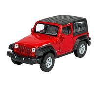 Welly Modèle de voiture compatible avec Jeep Wrangler Rubicon JK Rouge 2007-2018 ca 1/34-1/39 Métal Modèle de voiture en métal dans une boîte