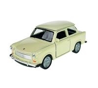 Welly Modèle de voiture compatible avec Trabant Trabbi 601 Berline Blanc/beige env. 1/34-1/39 Métal Die Cast Neuf dans boîte