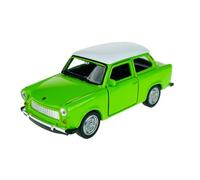 Welly Modèle de voiture compatible avec Trabant Trabbi 601 Berline Vert avec toit blanc env. 1/34-1/39 Métal Die Cast Neuf dans boîte