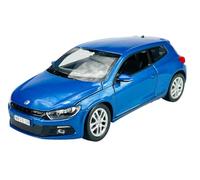 Welly Modèle de voiture compatible avec Volkswagen Scirocco Coupé Bleu 3ème génération Type 13 à partir de 2008 environ 1:24 1/24 Modèle de voiture en métal dans une boîte