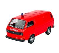 Welly Modèle de voiture compatible avec VW Volkswagen T3 Transporter Kasten 1979-1992 Pompiers Rouge env. 1/34-1/39 Métal Modèle de voiture en métal