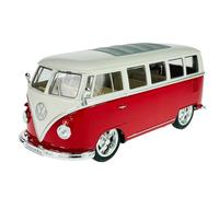 Welly Modèle de voiture compatible avec VW Volkswagen Transporter T1 Bus Low Rider, rouge/blanc, 1963 environ 1/24 1:24, modèle de voiture en métal dans une boîte