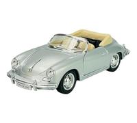 welly porsche 356b 356 b une dÉcapotable argent ouverte modÈle en mÉtal 1/24 welly voiture modÈle