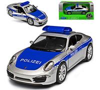 Welly Porsche 911 991 Carrera S Coupe Silber Blau Polizei AB 2011 ca 1/43 1/36-1/46 Modell Auto