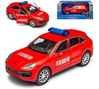 Welly Porsche Cayenne III PO536 Pompiers Rouge 3ème génération à partir de 2017 env. 1/43 1/36-1/46 Modèle de voiture