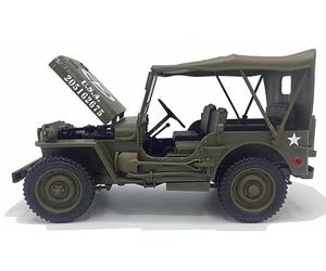 Welly Voiture Militaire Jeep Willys Capote Fermée US Army 1/18 en Métal D-Day Opération Overlord JEEPWillys Compatible avec Jeep