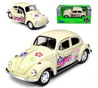 Welly Volkwagen Käfer Coupe Hippie Peace Flower Power Beige ca 1/43 1/36-1/46 Modell Auto