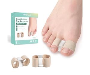 Welnove Bunion Toe Separators for Overlapping Toes - 8 Pcs Toe Spacers & Bunion Corrector for Women Men, Gel Straightener with 2 Loops, Relieves Foot Pain from Big Toe Misalignment