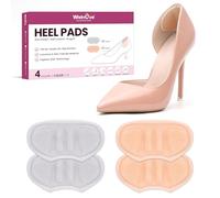 Welnove Coussinet Talon pour Chaussures - 3D 170° Anti-ampoules - Protection invisible évite frottements, améliore chaussures trop grandes Pumps, Richelieu pour Femme et Homme 2 Paires, Abricot & Gris