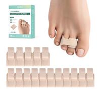 Welnove Hammer Toe Straightener - Lot de 16 bandages d'orteils cassés - Correcteur d'orteil en marteau pour femme - Attelles d'orteils pour orteils tordus et courbés - Taille S, beige