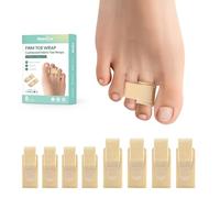Welnove Hammer Toe Straightener - Lot de 8 bandages d'orteils cassés - Correcteur d'orteil en marteau pour femme - Attelles d'orteils pour orteils tordus et courbés - (Multi-taille, beige ferme)