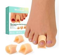 Welnove Hammertoe Corrector - 6 Pack Toe Splints - Soft Gel Toe Straighteners - Realign Bent, Curled, Crooked, Claw, Hammer Toes - Toe Corrector for Men and Women, 3 Different Sizes (Beige)