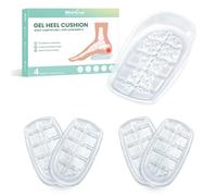 Welnove Lot de 2 paires (4 pièces) de talonnettes en gel pour fasciite plantaire en nid d'abeille pour tendinite d'Achille, inserts de talon lavables pour soulager la douleur au talon, soutien de