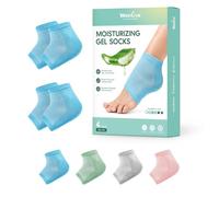 Welnove Lot de 2 paires de chaussettes hydratantes pour talons - Doublure en gel infusé à l'extrait d'aloe vera pour les pieds secs - Traitement réparateur du talon fissuré - Chaussettes en coton pour