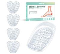 Welnove Lot de 4 paires (8 pièces) de talonnettes en gel pour fasciite plantaire en nid d'abeille pour tendinite d'Achille, inserts de talon lavables pour soulager la douleur au talon, soutien de