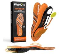 Welnove Semelles de sport orange avec avant-pied en gel et talon poron, mousse polyuréthane très flexible, structure hexagonale antidérapante pour la course et le sport, taille XS