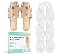 Welnove Supports de voûte en gel，Supports de voûte auto-adhésifs pour les pieds plats et le soulagement de la douleur des pieds，Coussinets de voûte réutilisables pour les sandales-Clear-S