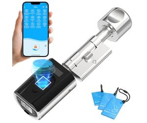 WELOCK SECBN51 Serrure Connectée serrure empreinte digitale avec Carte RFID,Bluetooth APP,Serrure biométrique WiFi accès à distance,cylindre electronique 30/30,Smart Lock pour maison connectée