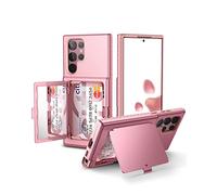 WeLoveCase Coque pour Samsung Galaxy S22 Ultra - Étui portefeuille avec porte-cartes et miroir caché, protection complète contre les chocs, conçu pour Samsung Galaxy S22 Ultra, 17,3 cm, or rose