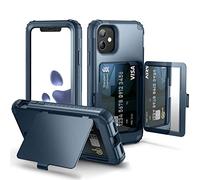 WeLoveCase Defender Étui Portefeuille pour iPhone 11 pour Femme - avec Porte-Cartes de crédit - avec Miroir dissimulé - Trois Couches - Antichoc - Protection intégrale pour iPhone 11 - Bleu