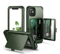 WeLoveCase Defender Étui Portefeuille pour iPhone 11 pour Femme, avec Porte-Cartes de crédit, Miroir dissimulé, Trois Couches résistant aux Chocs, Coque de Protection intégrale pour iPhone 11, Vert