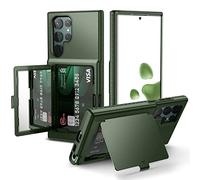 WeLoveCase Étui portefeuille avec porte-cartes de crédit et miroir caché, protection complète contre les chocs pour Samsung Galaxy S22 Ultra, 6,8 pouces Vert