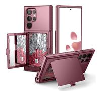 WeLoveCase Étui portefeuille avec porte-cartes de crédit et miroir caché, protection complète contre les chocs pour Samsung Galaxy S22 Ultra, 6,8 pouces Bordeaux