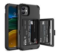 WeLoveCase Étui Portefeuille pour iPhone 11 avec Porte-Cartes et Miroir caché 3 Couches résistant aux Chocs Noir