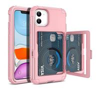 WeLoveCase Étui Portefeuille pour iPhone 11 pour Femme et Homme, Coque de Protection pour Cartes de crédit avec Miroir caché, Trois Couches Antichoc et Robuste, Protection intégrale pour iPhone 11,