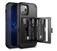 WeLoveCase Étui portefeuille pour iPhone 12 Pro Max avec porte-cartes et miroir caché, trois couches antichoc et protection robuste pour Apple iPhone 12 Pro Max 17 cm Noir
