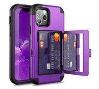 WeLoveCase Étui portefeuille pour iPhone 12 Pro Max avec porte-cartes et miroir caché, trois couches antichoc et protection robuste Violet 17 cm
