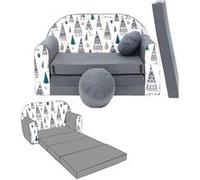 WELOX NINO Canapé convertible lit pour enfant avec pouf et coussin OEKO-TEX Gris avec tipi Multicolore