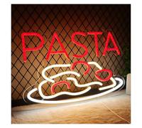 WELSAA Néon Enseignes lumineuses Decor Enseigne Au Néon Pasta Alimentée Par USB, Lumière LED À Intensité Variable Pour Restaurant, Magasin De Nouilles, Décoration Murale 26.9cm×40.6cm