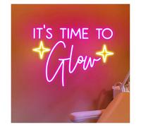 WELSAA Néon Enseignes lumineuses Decor Enseignes Au Néon It's Time To Glow, Alimentées Par USB, Lettres À Luminosité Réglable, Adaptées À La Décoration Murale(UNE,30cmx45cm)