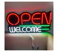 WELSAA Néon Enseignes lumineuses Decor Open Welcome Neon Light, Applicable Aux Magasins, Restaurants, Supermarchés, Crée Une Atmosphère, Rend Votre Magasin Plus Attrayant 59cmx29.54cm
