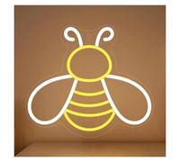 WELSAA Néon Enseignes lumineuses Decor Panneau Néon En Forme D'abeille Décoration Murale Lumière LED À Intensité Variable Alimenté Par USB Pour Fête D'anniversaire Maison Patio Hôtel 25cm×22cm