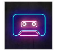 WELSAA Néon Enseignes lumineuses Decor Panneau Néon En Forme De Cassette Pour Musique Chambre À Coucher Bar Bière Caverne Chambre Décoration Murale Veilleuse Alimentation USB 40cmx28cm(UNE)