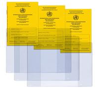 welsberg Lot de 3 passeports de vaccination et 3 porte-badges - Coque de protection transparente pour certificat international sur les vaccinations et carnet de vaccination