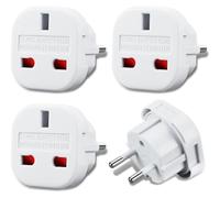Welsberg Lot de 4 Adaptateurs de Voyage UK vers EU, Adaptateur Prise Anglaise vers Prise Française, UK 3 Broches vers EU 2 Broches, Cet Adaptateur pour l’Europe, France, Espagne, Allemagne, Blanc