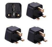 Welsberg Pack de 4 adaptateurs de Voyage universels, convertisseur de Prise Internationale de 2 ou 3 Broches vers Prises UK à 3 Compact pour UK, Grande-Bretagne, Irlande, Hong Kong, Dubaï, Noir