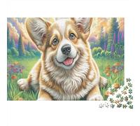 Welsh Corgi 1000 Pièces Puzzle Carton, pour Adolescents, 2 Herbe, Attention, Déco Int/Murale Fête, 52x38cm