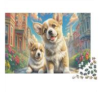 Welsh Corgi 1000 Pièces Puzzle Carton, pour Passionnés, Drapeau UK, Concentration Mentale, Déco Int/Murale, 52x38cm