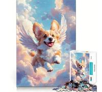 Welsh Corgi aux Ailes d'ange Puzzle Adulte 1000 pièces Jeu de mémoire Découpe de Haute précision Facile à Apprendre Plaisir en Famille (38x26cm)